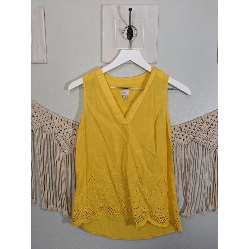A New Day Yellow Lace Tank Top